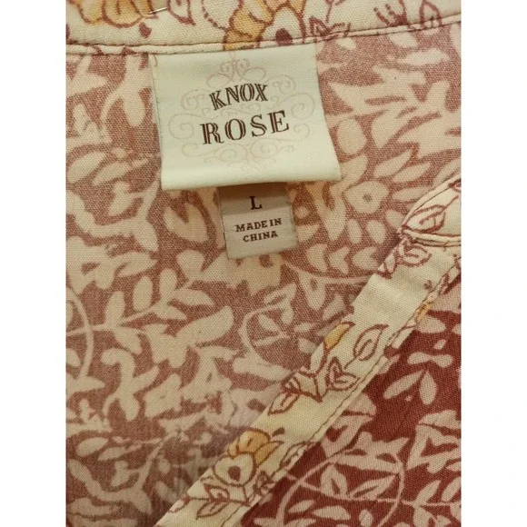 Knox Rose Womens Long Sleeve Floral Print Tunic Top Size L - Picture 2 of 6